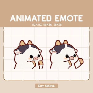 Animated Emote Chibi Cow Punching Fast / Emote for Streamer / Cartoon Animal Emote