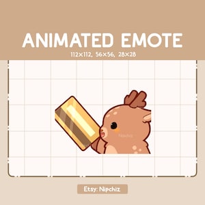 Animiertes Emote Entzückender süßer Hirsch Gibt Gerne Seine Karte / Cartoon Kawaii Emote / Gebrauchsfertig / Lustiges süßes Emote