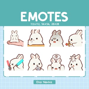 Niedliche Häschen Emotes | 8 Emotes für Streamer | Niedliches Kaninchen Emote Paket | Lustige Emotes