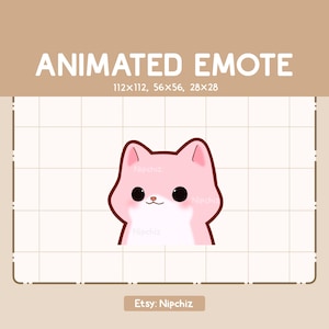 Animated Emote Cute Pink Cat Walking Forward / Cute Emote / Emote for Streaming / Cartoon Emote