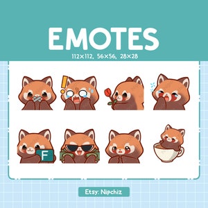 Emoticones de panda rojo kawaii (8): lindos emotes para streamers: paquete de emojis de panda rojo chibi