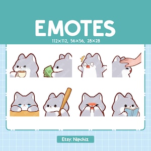 Chibi Wolf Emotes for Streaming - (8) kawaii Emotes – Cute Wolf Emote Bundle – Funny Emotes