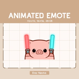 Bâton lumineux animé cochon mignon / Emote pour streamer / Prêt à l'emploi / Emote dessin animé Kawaii