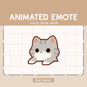 Emote animé Chat tigré gris giflant une table - Emote kawaii pour le streaming - Emote adorable dessin animé - Prêt à l'emploi