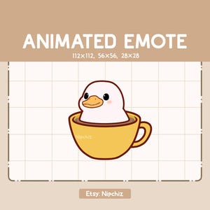Emote animé mignon canard à l'intérieur d'une tasse de café qui tourne / Emote dessin animé kawaii / Prêt à l'emploi / Emote mignon drôle