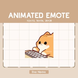 Animated Emote Orange Tabby Cat is Typing Through The Keyboard - Cute Funny Emote - Ready to Use - Kawaii Emote
