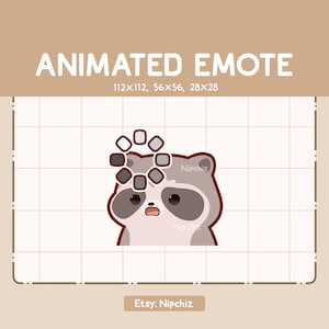 Emote animé raton laveur Chibi est confus affiché par un panneau de chargement - emote drôle mignon - prêt à l'emploi - emote kawaii