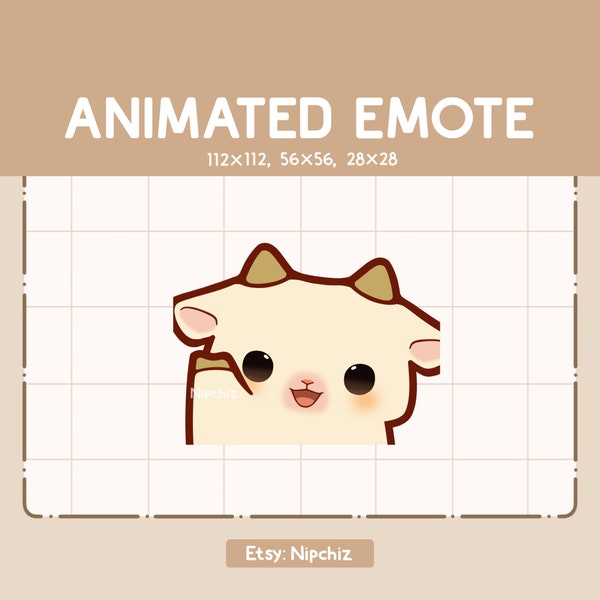 Animated Emote Cute White Goat Waving - Hello Emote - Hi Emote - Emote for Streamer - Ready to Use