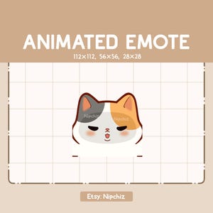 Animowana emotka Uroczy kot Calico dający buziaka - Słodka emotka z kreskówek - Gotowa do użycia - Chibi emotka do przesyłania strumieniowego
