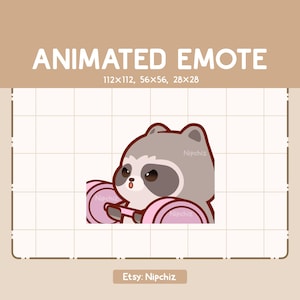 Animated Emote Chibi Raccoon is Doing Workout - Cartoon Emote - Funny Emote for Streaming - Ready to Use