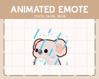 Animiertes Emote Koala wartet durch das Regenwetter / Cartoon Kawaii Emote / Gebrauchsfertig / Lustiges Emote