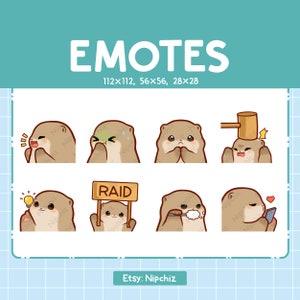 Otter Emotes | Cute Emoji Pack | 8 Otter  Emotes for Streaming | Bundle Emotes