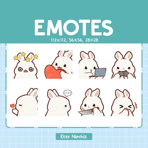 Emotki Króliczków | Uroczy Pakiet Emoji | 8 Emotikon Króliczków do Streamingu | Pakiet Emotikonów