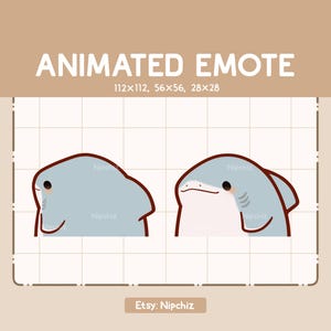 Émoticône animée Requin mignon qui se retourne - Adorable émoticône Chibi - Émoticône dessin animé Kawaii