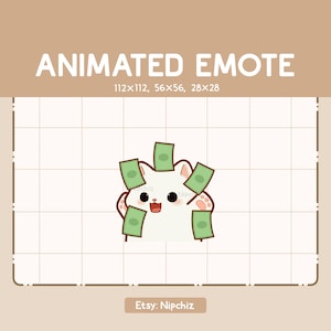 Animated Emote Adorable Happy Fancy White Cat / Kawaii Cartoon Emote / Chibi Emote For Streamer / Ready to Use
