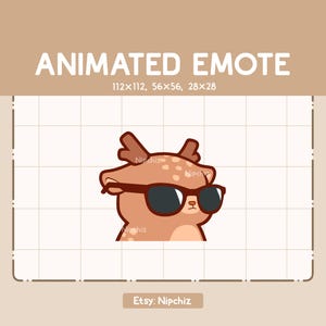 Animated Emote Kawaii Deer With Black Sunglasses Is Vibing By Waving His Head - Funny Cartoon Emote - Ready to Use