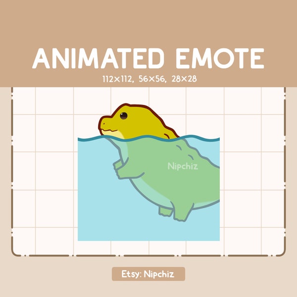 Animated Crocodile Emote - Adorable Cute Alligator Swimming on The Water - Ready to Use - Streamer Emote