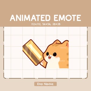 Animated Emote Adorable Cute Orange Tabby Cat Gladly Giving His Card / Funny Cute Emote / Emote for Streaming / Kawaii Emote