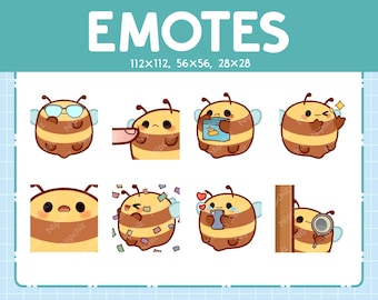 Cute Bee Emotes 8 Pack / Chibi Bee Emotes for Streamer / Kawaii Emoji Set