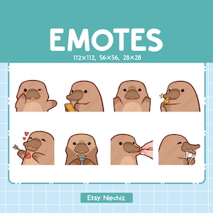 Platypus Emotes for Streamer (8) - Kawaii Cute Platypus - Emoji Pack for Streaming