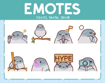 Pigeon Emotes / Cute Emoji Pack / 8 Pigeon Emotes for Streaming / Bundle Emotes