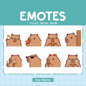 Cute Capybara Emotes | 8 Emotes for Streamer | Cute Capybara Emote Pack | Funny Emotes