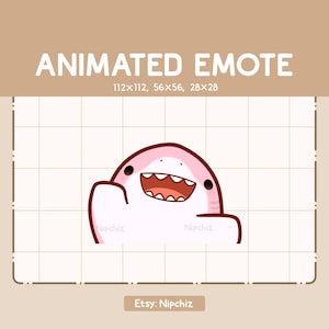 Animated Emote Cute Cheerful Happy Pink Shark Dancing / Cartoon Kawaii Emote / Ready to Use / Funny Cute Emote