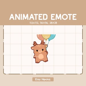 Animated Emote Deer Is Holding A Bunch Of Colorful Balloons And Flying / Emote for Streamer/ Ready to Use