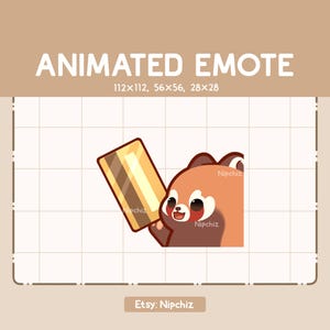 Animated Emote Adorable Chibi Red Panda Gladly Giving His Card / Kawaii Cute Emote / Ready to Use / Emote for Streaming