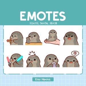 Kawaii Seals Emotes (8) – Cute Emotes for Streamer – Chibi Baby Seals Emoji Bundle