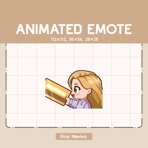 Geanimeerde emote Chibi-meisje lang steil blond haar geeft haar graag een kaartje / Klaar voor gebruik
