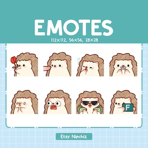 Hedgehog Emotes for Streamer (8) - Kawaii Cute Hedgehog - Emoji Pack for Streaming