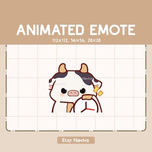 Animated Emote Angry Cow Time Is Up - Chibi Cartoon Emote - Ready to Use - Funny Emote