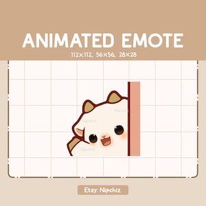 Emoticono animado de cabra que te saluda agitando la mano desde detrás de una pared / Emoticono de dibujos animados kawaii