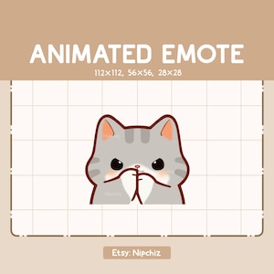 Animated Emote Gray Tabby Cat Has a Plan with Scheming Face / Kawaii Cute Emote / Ready to Use / Emote for Streaming