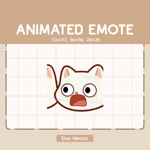 Animated Emote Chibi Shocked White Cat is surprised / Kawaii Emote / Adorable Emote for Streaming / Ready to Use