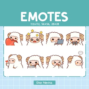 Cute Sheep Emotes 8 Pack / Chibi Baby Sheep Emotes for Streamer / Kawaii Emoji Set