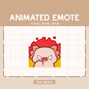 Emote animé - Axolotl en feu mignon et adorable - Emote animal drôle - prêt à l'emploi