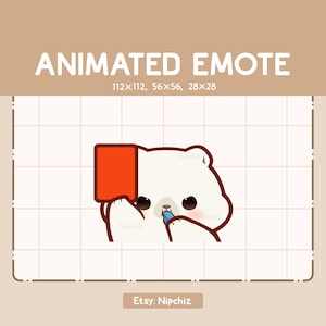 Animated Emote Kawaii Polar Bear Blowing Whistle and Showing a Red Card - Chibi Emote for Streamer – Cute Cartoon Emote