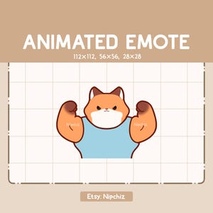 Könnte beinhalten: Animiertes Emoji eines roten Fuchses mit einem blauen Hemd, der seine Bizeps flexen. Der Fuchs hat einen ernsten Ausdruck und schaut geradeaus. Der Text "Nipchiz" steht auf jedem Bizeps.