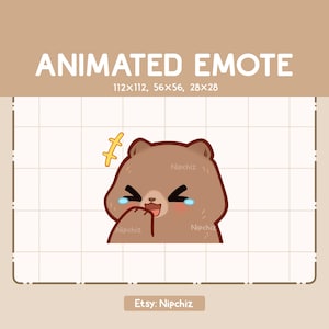 Animated Emote Chibi Grizzly Bear is Laughing / Kawaii Cartoon Emote / Chibi Emote For Streamer / Ready to Use
