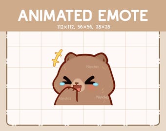 Animated Emote Chibi Grizzly Bear is Laughing / Kawaii Cartoon Emote / Chibi Emote For Streamer / Ready to Use