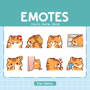 Tiger Emotes | Cute Emoji Pack | 8 Tiger Emotes for Streaming | Bundle Emotes