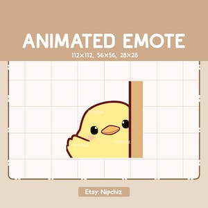 Animated Emote Chick is Greeting You by Waving His Hand from Behind a Wall - Adorable Cartoon Emote - Chibi Kawaii Emote - Ready to Use