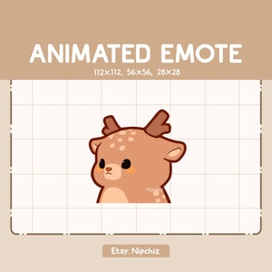 Emote animée - Cerf chibi marchant vers l'avant/Emote pour le streaming/Emote animal de dessin animé