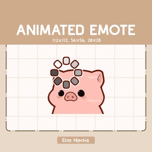 Animated Emote Chibi Pig Is Confused Showed By a Loading Sign - Cartoon Emote - Funny Emote for Streaming - Ready to Use