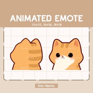 Animated Emote Cute Orange Tabby Cat Turning Around - Chibi Cartoon Emote - Ready to Use - Funny Emote