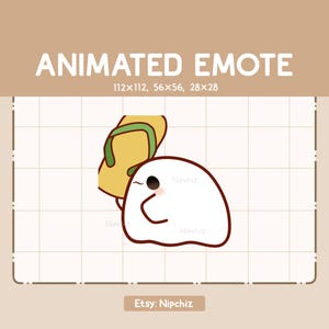 Emote animée Adorable fantôme jetant une sandale / Emote dessin animé kawaii / Prêt à l'emploi / Emote drôle mignon