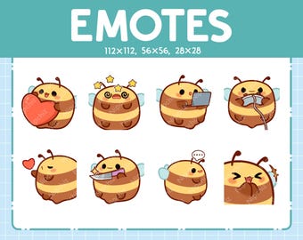 Cute Bee Emotes | 8 Emotes for Streamer | Cute Bee Emote Pack | Funny Emotes