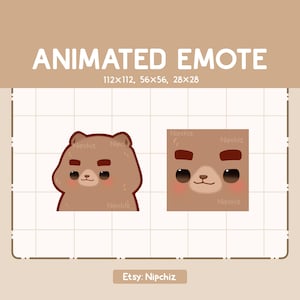 Animated Emote Chibi Grizzly Bear Lifting His Thick Fabulous Eyebrows - Funny Cartoon Emote - Ready to Use - Chibi Emote for Streamer